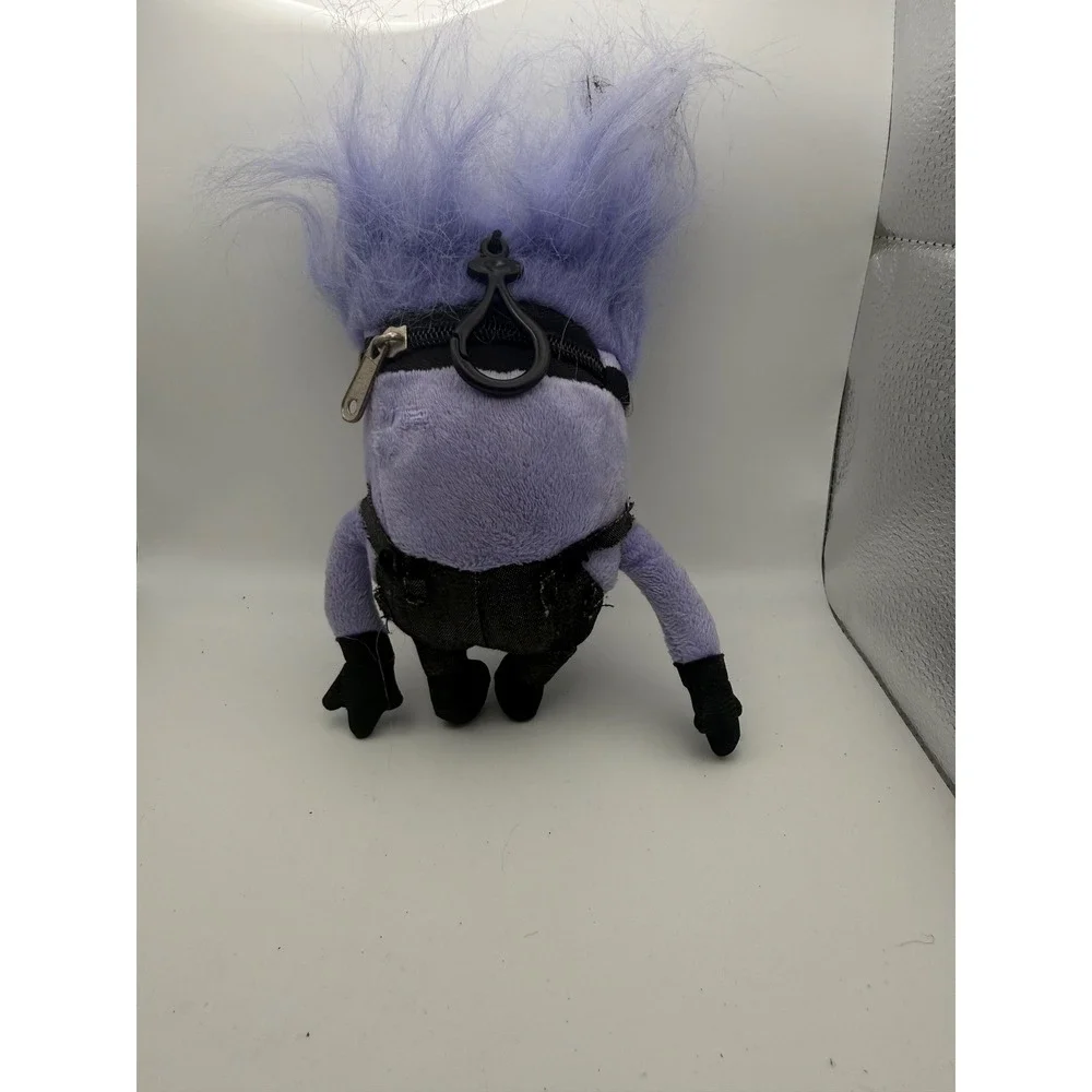 Despicable Me 2 Evil Minion Purple Plush Clip On Backpack Pouch Toy 6 Inch